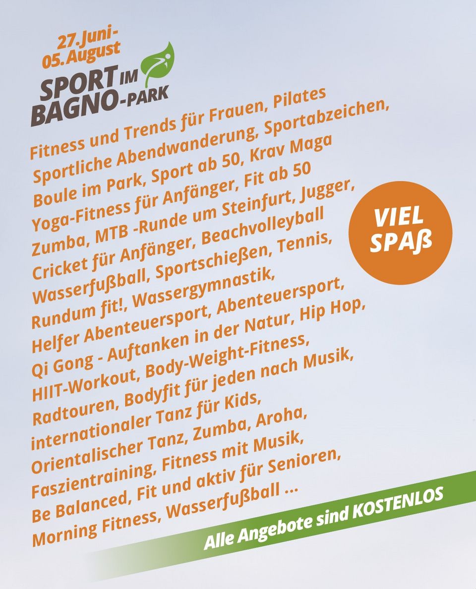 Angebote Sport im Bagno-Park 2022